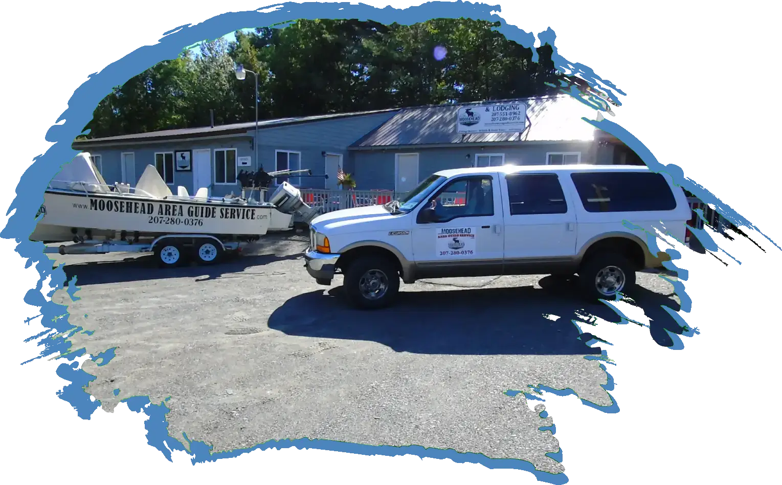 By water or Land Proline Fishing Charter Boat and Ford Expedition used by Moosehead Area Guide Service for business